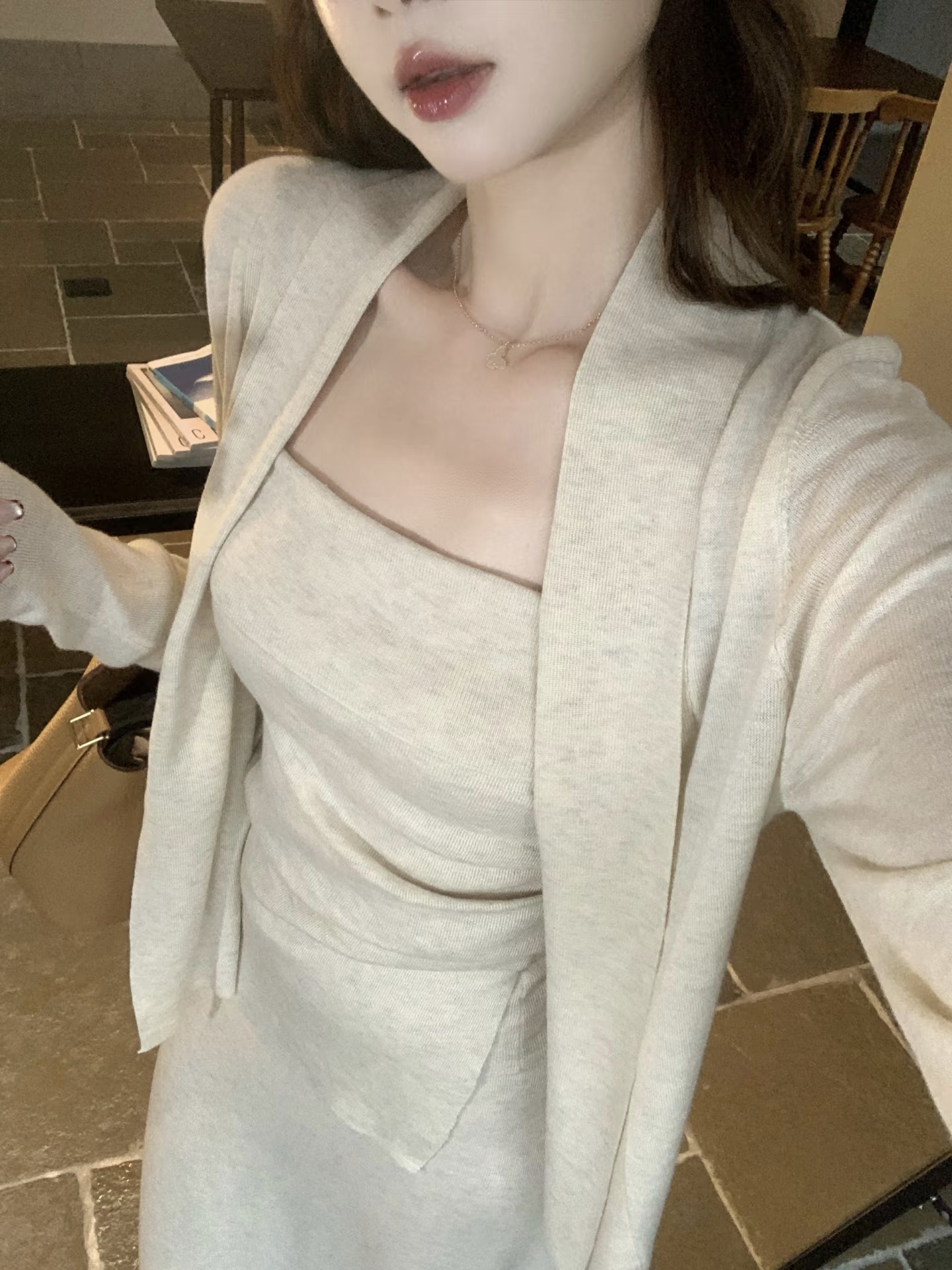Elegant Lazy Cardigan Cami and Skirt Slimming Gentle High-IQ Old Money Three-Piece Set - Image 2