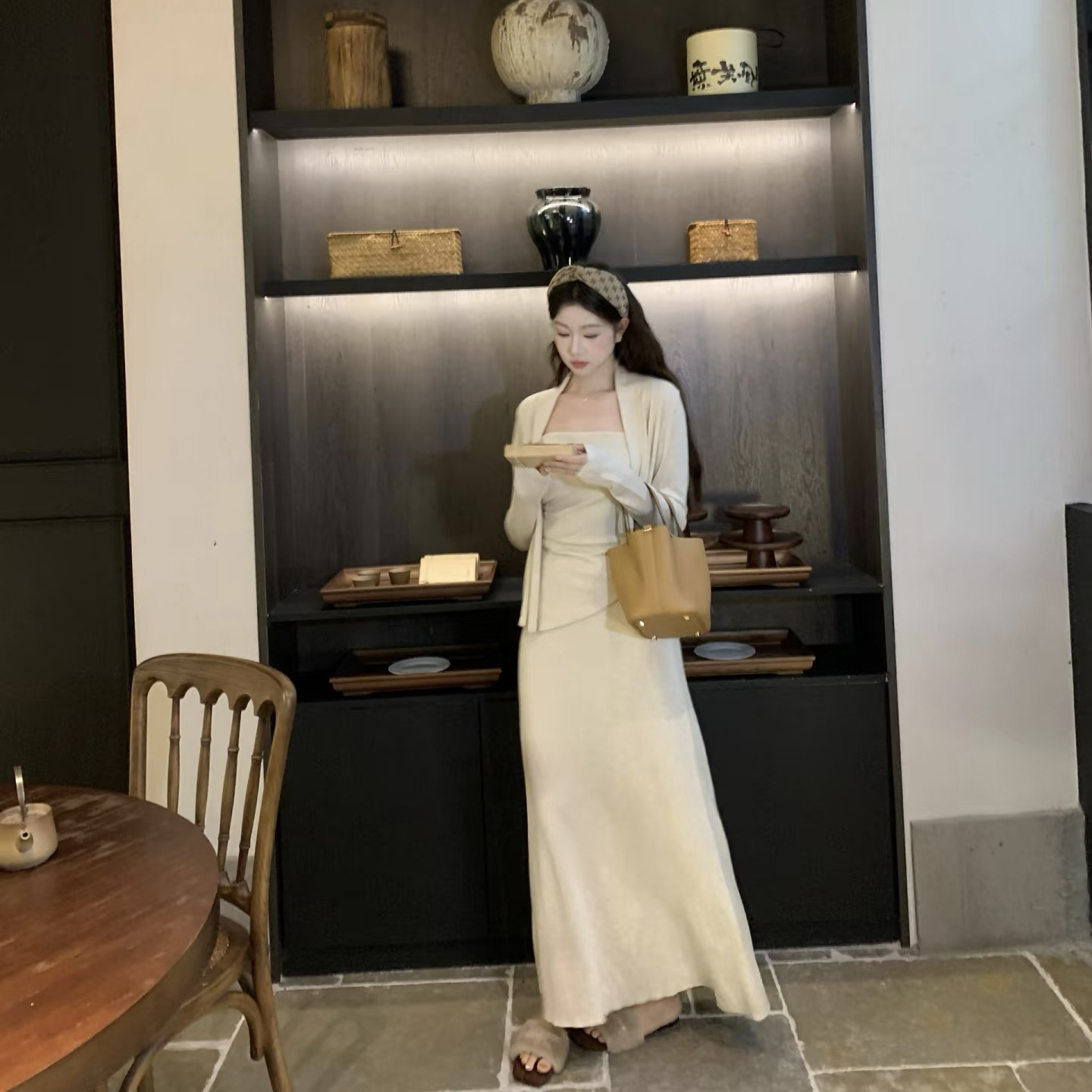 Elegant Lazy Cardigan Cami and Skirt Slimming Gentle High-IQ Old Money Three-Piece Set - Image 5
