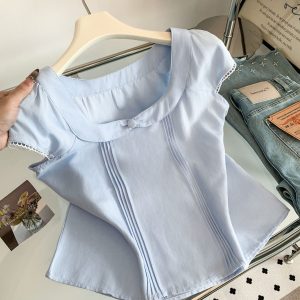 Korean Sweet Slimming Short Sleeve Shirt for Women