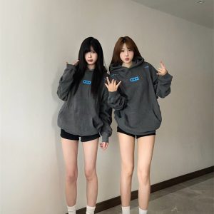 Women's Cotton Hooded Sweatshirt Jacket with Embroidery and Pockets