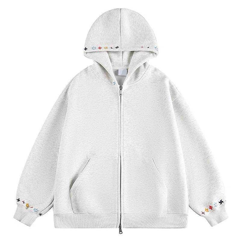 Women's Cotton Hooded Zip Sweatshirt Jacket Embroidered - Image 5