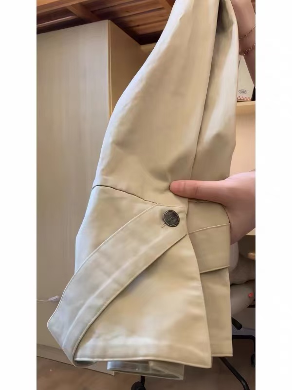 Women's Double-Breasted Khaki Jacket 2026 Fall Zip-Up Short Coat - Image 3